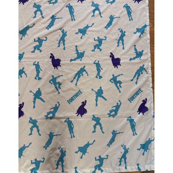 Fortnite Themed Twin Flat Sheet Blue White 64"x95" Video Game - Picture 3 of 7